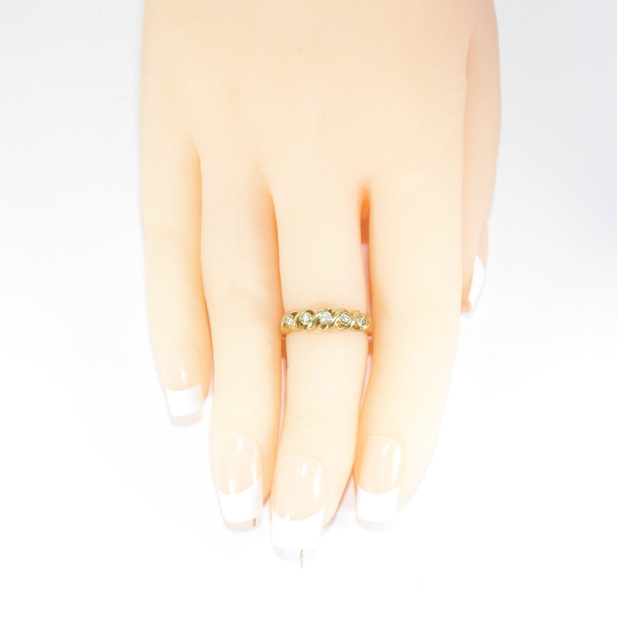 British Vintage Diamond Half Eternity Ring , 9ct Solid Yellow Gold ( UK L - US 5.3/4 - 11mm )