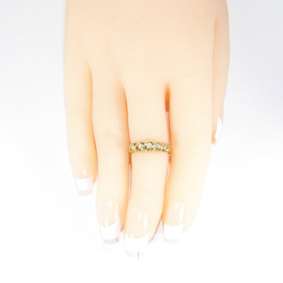 British Vintage Diamond Half Eternity Ring , 9ct Solid Yellow Gold ( UK L - US 5.3/4 - 11mm )