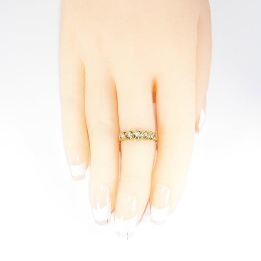 British Vintage Diamond Half Eternity Ring , 9ct Solid Yellow Gold ( UK L - US 5.3/4 - 11mm )