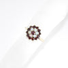 British Vintage Opal & Garnet Cluster Ring 9ct Solid Yellow Gold ( UK Q - US 8 / 17mm )