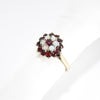 British Vintage Opal & Garnet Cluster Ring 9ct Solid Yellow Gold ( UK Q - US 8 / 17mm )