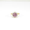 British Vintage Ruby & Diamond Cluster Ring , 9ct Solid Yellow Gold ( UK L - US 5.3/4 - 11mm )