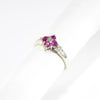 British Vintage Ruby & Diamond Ring , 9ct Solid White Gold ( UK N  - US 6.3/4 - 14mm )