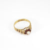 British Vintage Opal & Garnet Cluster Ring , 9ct Solid Yellow Gold ( UK N  - US 6.3/4 - 14mm )