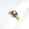 British Vintage Opal & Garnet Cluster Ring , 9ct Solid Yellow Gold ( UK N  - US 6.3/4 - 14mm )