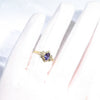 British Vintage Tanzanite & Diamond Ring , 9ct Solid Yellow Gold ( UK O - US 7 / 15mm )