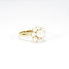 British Vintage Fresh Water Pearls Flower Ring , 9ct Solid Yellow Gold ( UK N  - US 6.3/4 - 14mm )