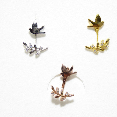 Bird Leaf 3 Pieces Earrings