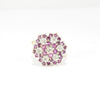 British Vintage Rare Ruby & Diamond Cluster Ring , 9ct Solid Yellow Gold ( UK Q - US 8 / 17mm )