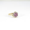 British Vintage Ruby & Diamond Cluster Ring , 9ct Solid Yellow Gold ( UK L - US 5.3/4 - 11mm )