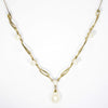 British Vintage Solid Fresh Water Pearls & Natural Diamond Necklace ,9K Solid Yellow Gold