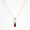 British Vintage Garnet & Diamond  Necklace , 9K Solid Yellow Gold ( With 18" Gold Chain )