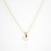 British Vintage Solid Pearl & Ruby Necklace , 9K Solid Yellow Gold