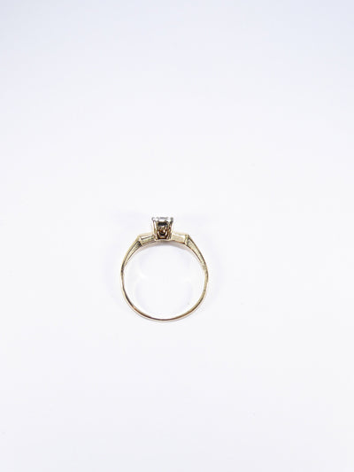 Vintage Thin .15ct Diamond Solitaire Ring, 14ct Solid Yellow Gold ( UK L  - US 6 )