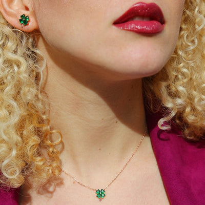 Green Celtic Clover Stud Earrings