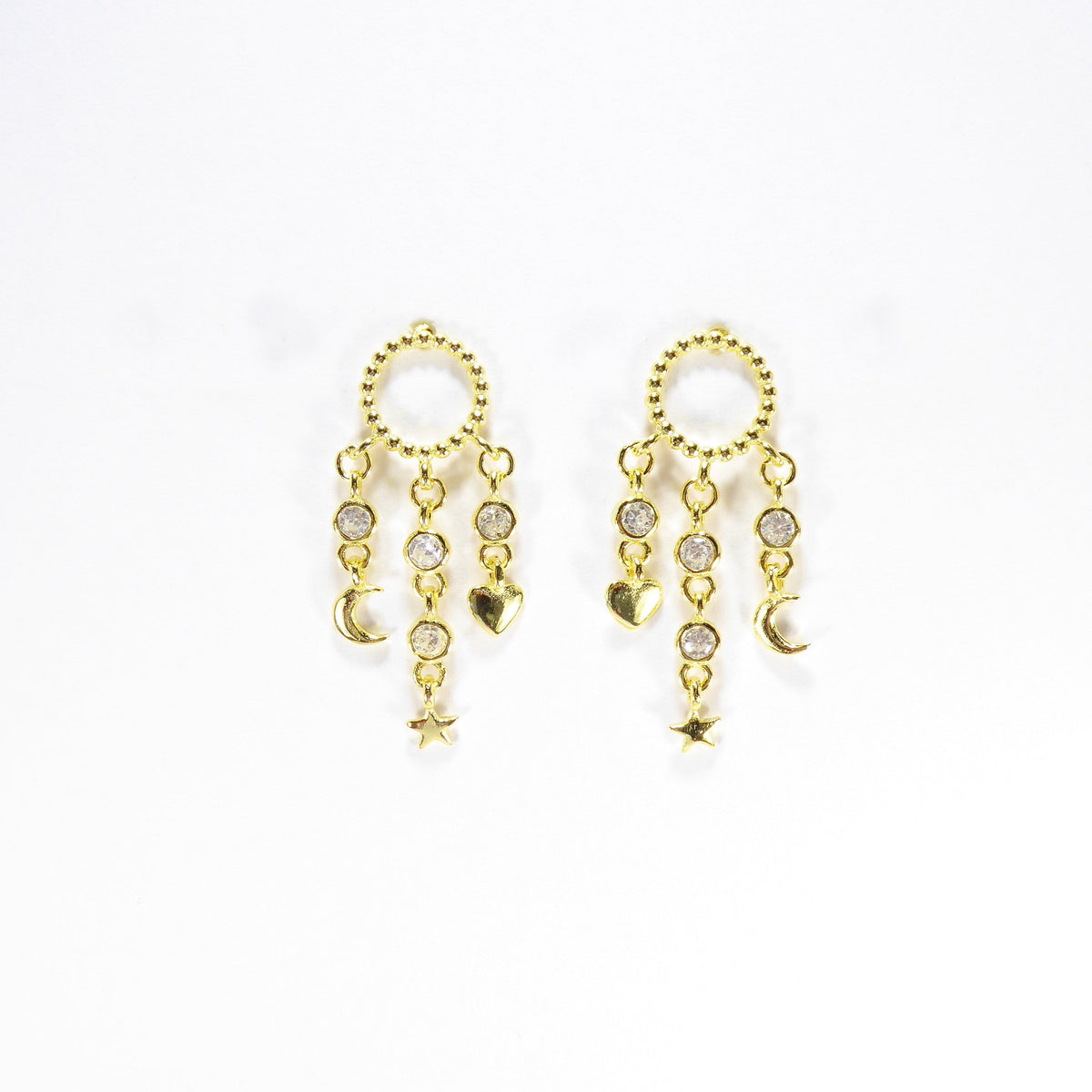 Moon Star Heart Hanging Earrings