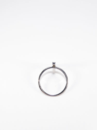 British Vintage Genuine Diamond Bar Ring, 9k White Gold ( UK M , US 6 )