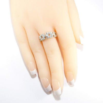 Unique British Vintage Diamond Greek Eye Ring, 9k White Gold ( UK Q , US 8 )