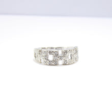 Unique British Vintage Diamond Greek Eye Ring, 9k White Gold ( UK Q , US 8 )