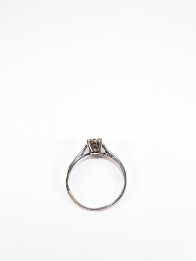 British Vintage .25ct Diamond Solitaire Ring, 9ct Solid White Gold ( UK P  - US 7.5 )
