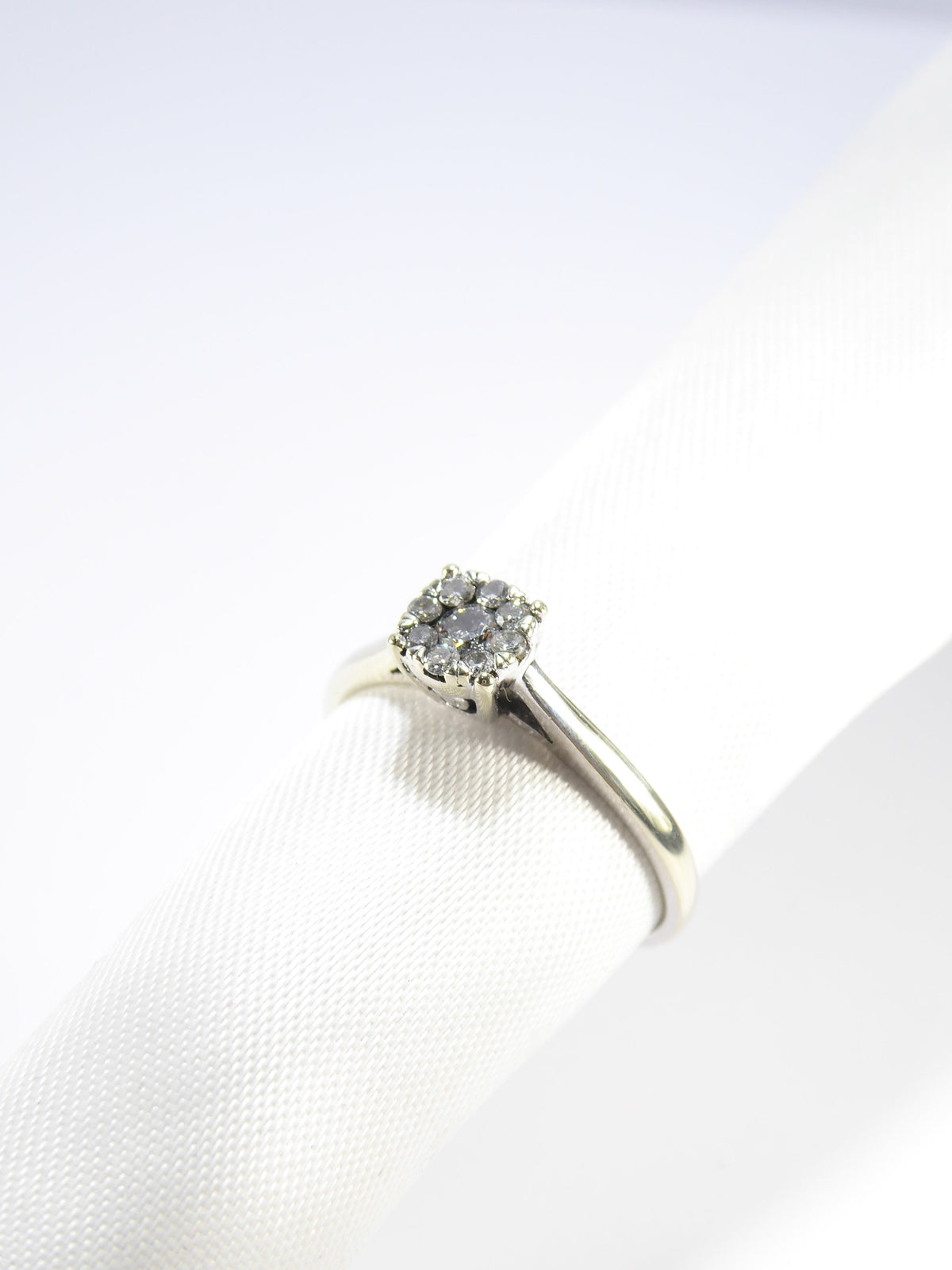 British Vintage .25ct Diamond Solitaire Ring, 9ct Solid White Gold ( UK P  - US 7.5 )