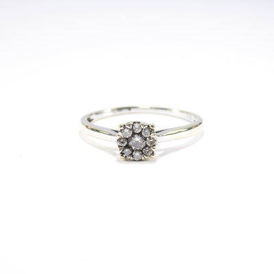 British Vintage .25ct Diamond Solitaire Ring, 9ct Solid White Gold ( UK P  - US 7.5 )