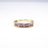 British Vintage Rare Ruby & Diamond Half Eternity Ring, 9k Solid Gold  ( UK Q - US 8 )