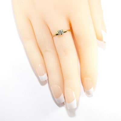 Vintage Thin .15ct Diamond Solitaire Ring, 14ct Solid Yellow Gold ( UK L  - US 6 )