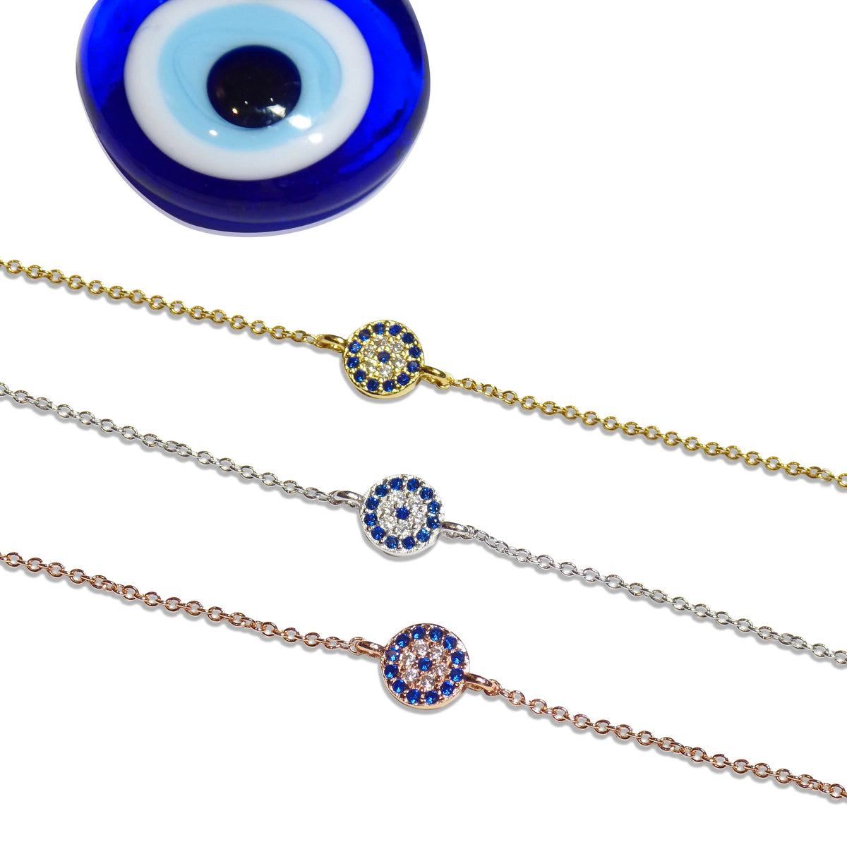 Blue Lucky Evil Eye Bracelet Cz
