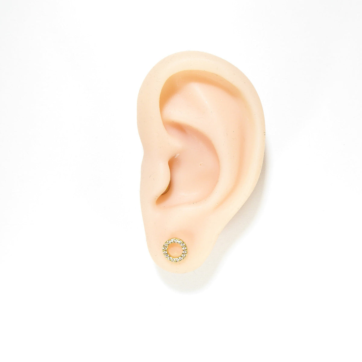 O Circle Cz Stud Earrings