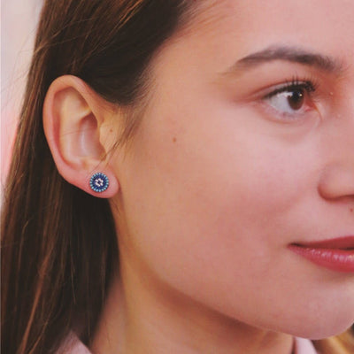 Turquoise Evil Eye Stud Earrings