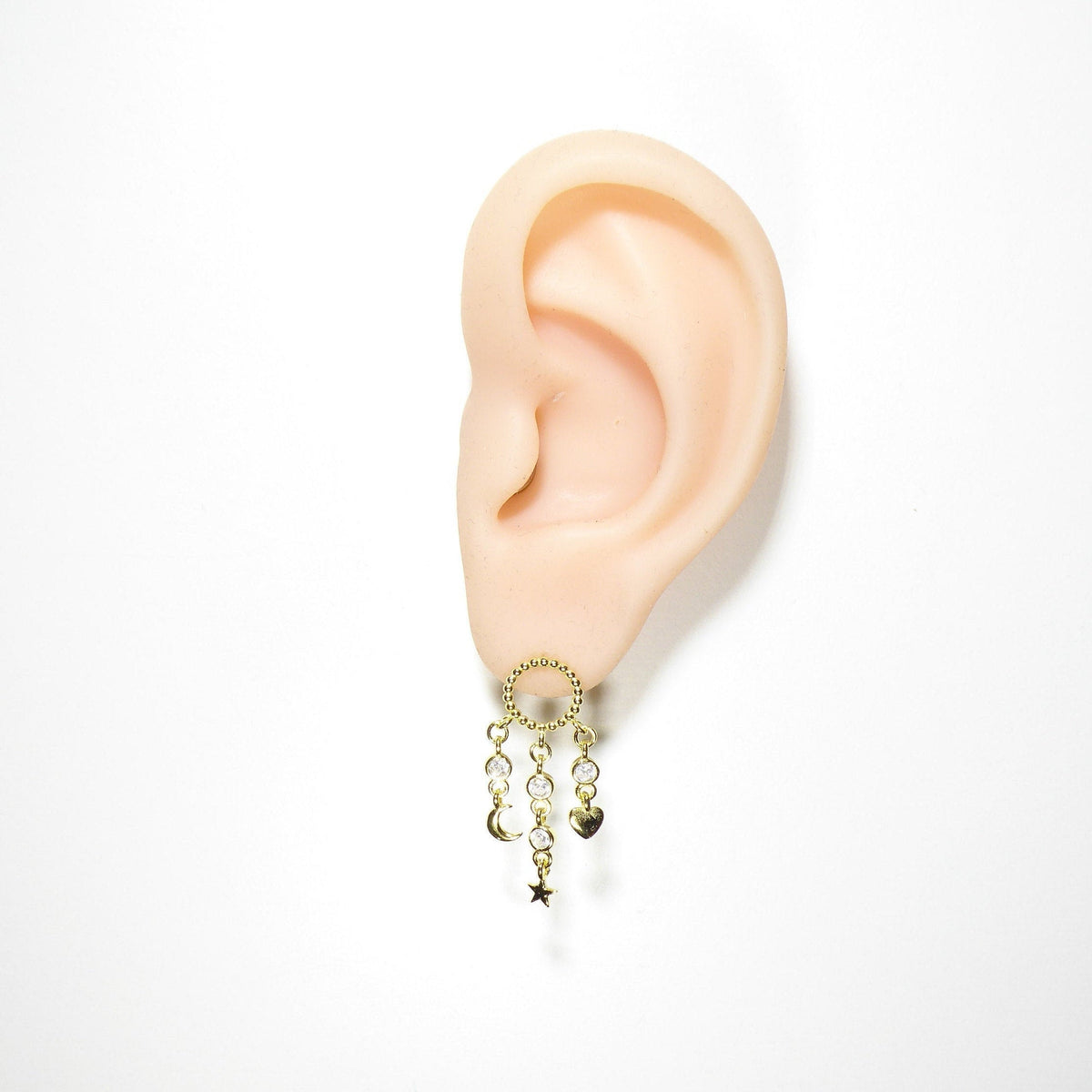 Moon Star Heart Hanging Earrings