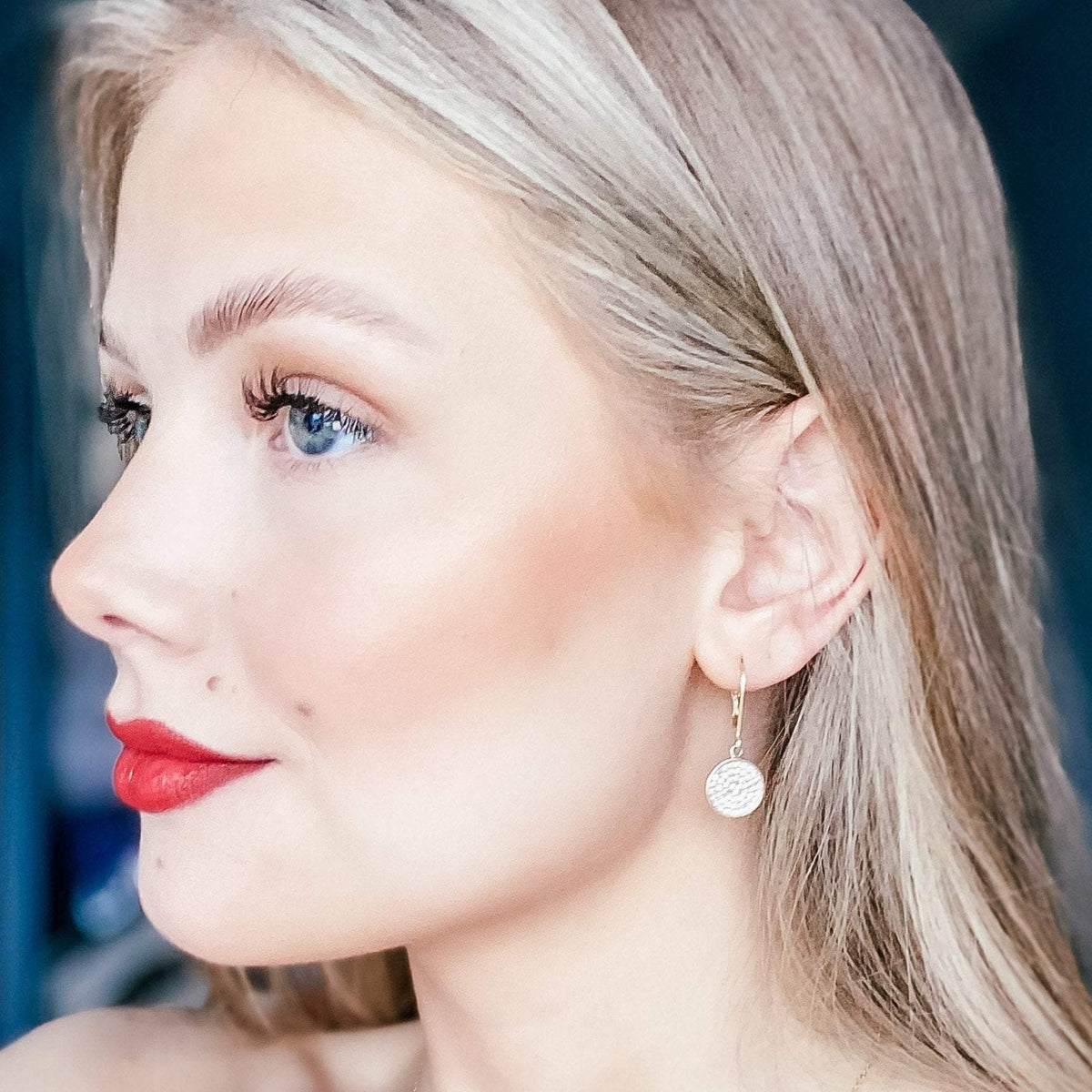 CZ Stone Disc Earrings