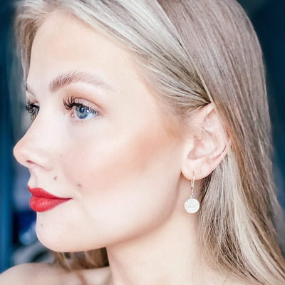 CZ Stone Disc Earrings