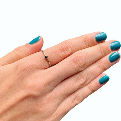 Black Single Cz Stone Rings