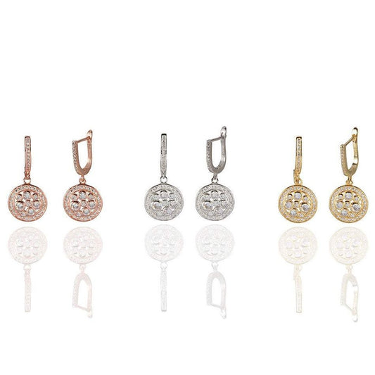 Clear Disc Dangle Earrings