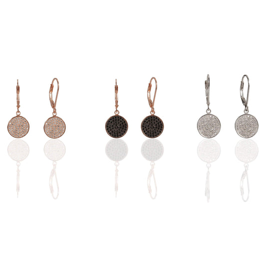 CZ Stone Disc Earrings