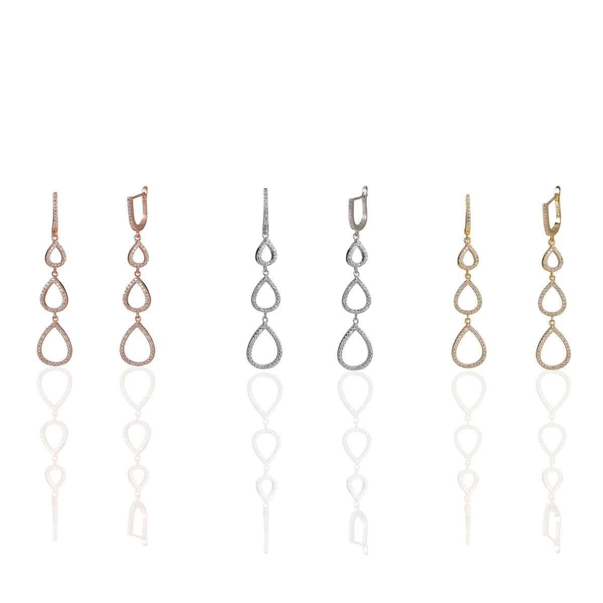 Triple Drop Dangle Earrings