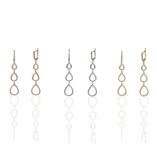 Triple Drop Dangle Earrings