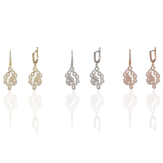 Dali Dangle Earrings, Cz Stones