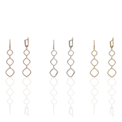 Square Triple Hanging Earrings