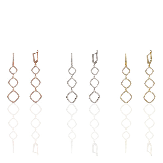 Square Triple Hanging Earrings