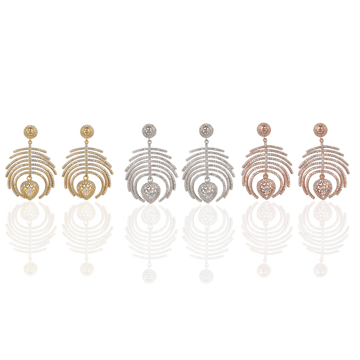 Palm Hanging Cz Earrings