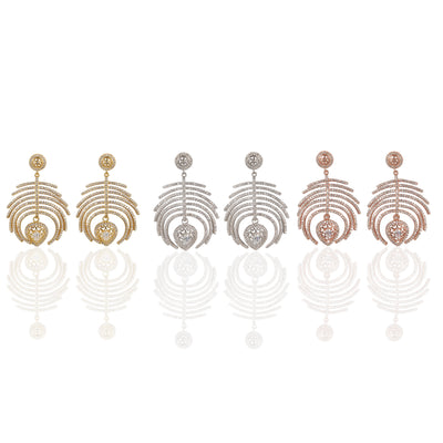 Palm Hanging Cz Earrings