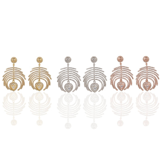Palm Hanging Cz Earrings