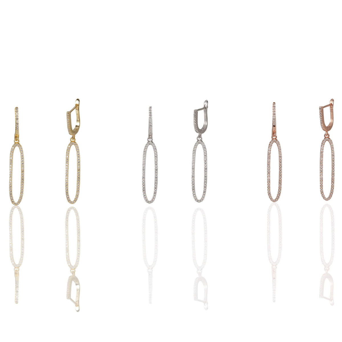 Soft Rectangle Cz Earrings