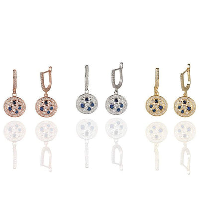 Blue Disc Round Earrings