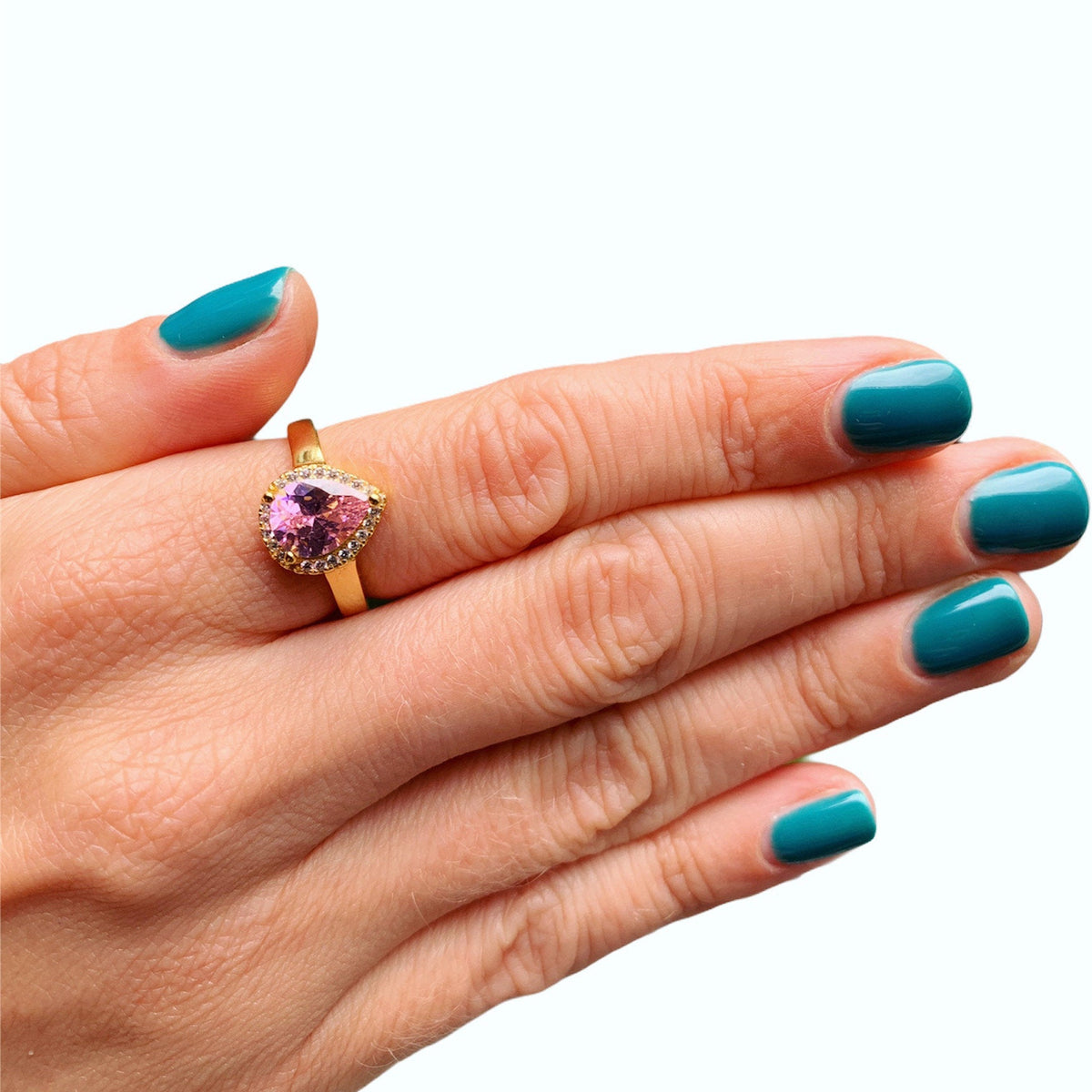 Pink Single Stone Drop Rings