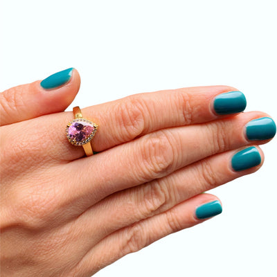 Pink Single Stone Drop Rings