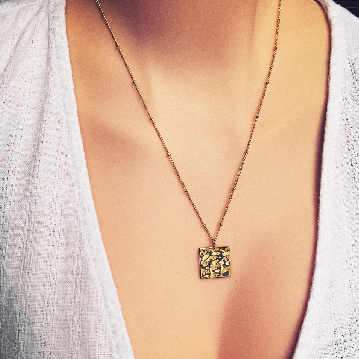 Hammered Square Necklaces
